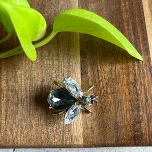 Elegant Silver and Crystal Bee Brooch